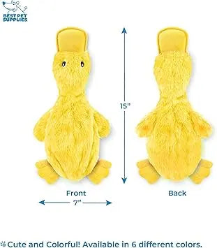Best Pet Supplies Interactive Squeaky Dog Chew Toy, Ideal Dog Toys for Chewers, Small, Medium & Large Dogs, and Fetch Lovers - Crinkle Duck (Yellow), Large